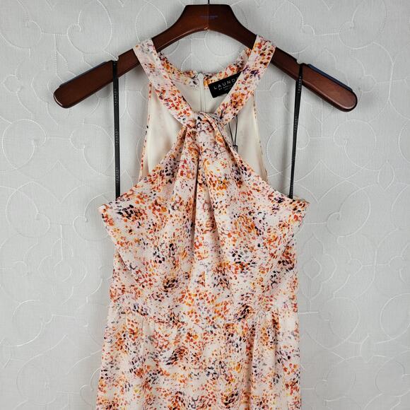 Laundry by Shelli Segal Womens Dress Size 2 Orange Halter Neck Midi Tiered Maxi - Picture 14 of 16